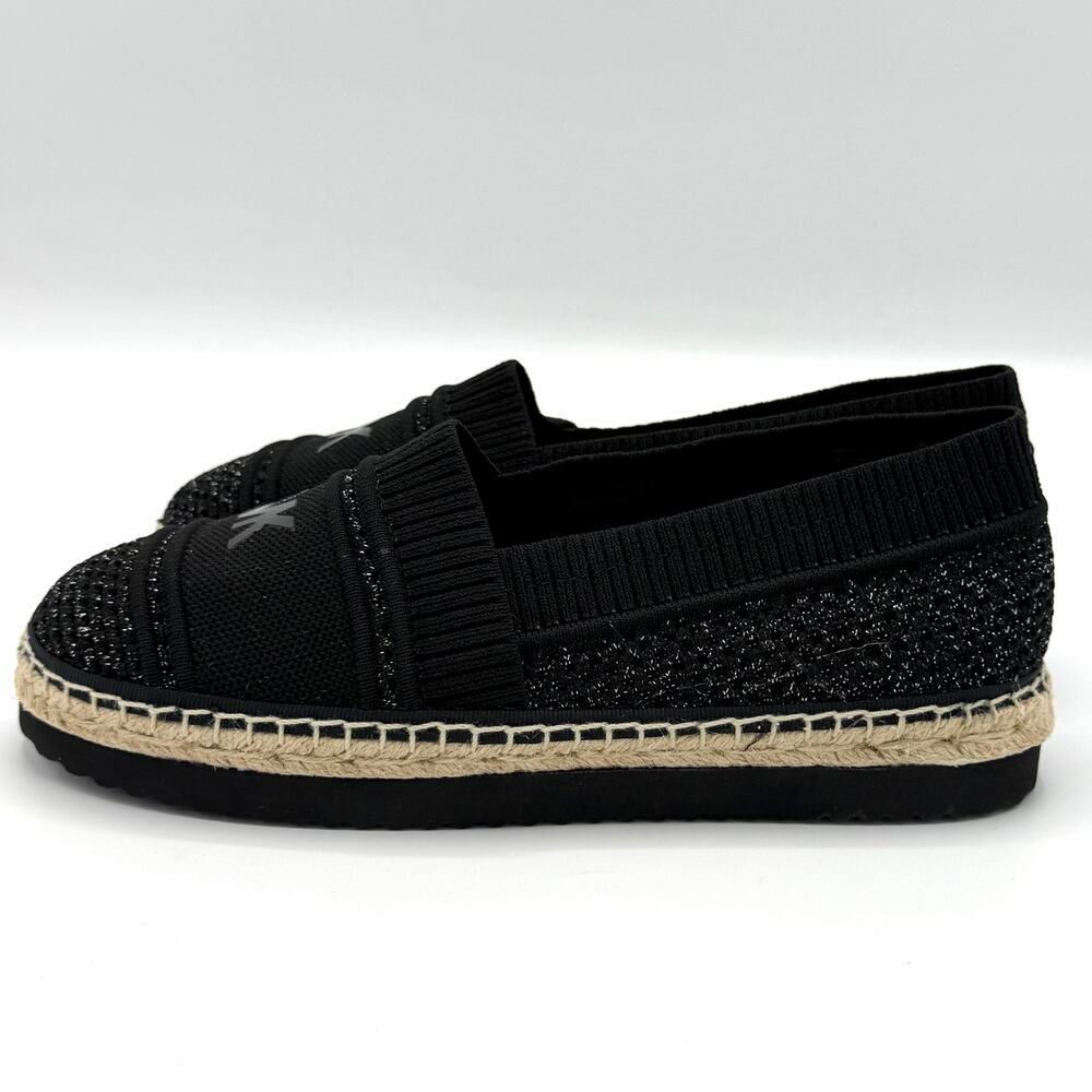 NEW Michael Kors Raya Espadrille Flats Black Metallic Knit Slip-On Shoes Sz 5.5 - Picture 4 of 10
